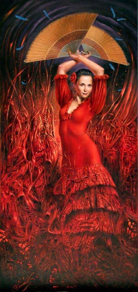 Flamenco Flame, 30"x14", oil on canvas | 30"x14", limited edition of 100 | eternity |
