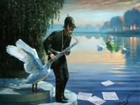 Swansophone Elegy, 20"x24", oil on canvas | 20"x24", limited edition of 100 | illusions |